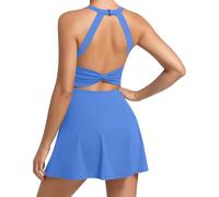 Robe de Tennis d'entraînement pour Femme avec Short et Soutien-Gorge intégrés - Vêtements de Sport pour Le Golf, Bleu Vif, Taille M