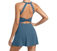 Robe de Tennis d'entraînement pour Femme avec Short et Soutien-Gorge intégrés - Vêtements de Sport pour Le Golf, Bleu, Taille M