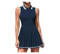 Robe De Tennis Pour Femme Robe de tennis for femmes, polo, demi-fermeture éclair, plissée, avec soutien-gorge intégré, short séparé, une pièce, coupe cintrée avec poches, robe de golf Robe De Golf Pou