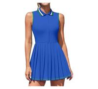 Robe De Tennis Pour Femme Robe de tennis for femmes, polo, demi-fermeture éclair, plissée, avec soutien-gorge intégré, short séparé, une pièce, coupe cintrée avec poches, robe de golf Robe De Golf Pou