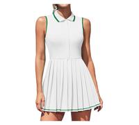 Robe De Tennis Pour Femme Robe de tennis for femmes, polo, demi-fermeture éclair, plissée, avec soutien-gorge intégré, short séparé, une pièce, coupe cintrée avec poches, robe de golf Robe De Golf Pou