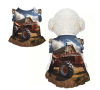 Robe de tracteur rouge à volants sans manches respirante pour petits chiens et chats, taille M