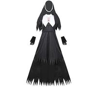 Robe de vampire d'Halloween pour femme - Costume de nonne d'Halloween - Vêtements effrayants - Robe gothique avec capuche - Costume vintage Renaissance pour femme - Vêtements vintage fantaisie - Noir