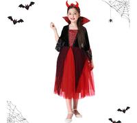 Robe de vampire pour - Costume de reine des vampires royaux pour filles, de la reine d'horreur | Royal Vampire Costume Set for Girls Halloween Dress Up Party, jeu de rôle, Cosplay C