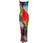 Robe Débardeur Froncée Sexy à Col en U pour Femmes - Robe à Bretelles Spaghetti Maxi Jarretelles Robe à Bretelles Imprimées à Volants Moulantes, Colorful, S