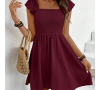 Robe décontractée à col carré et taille cintrée, couleur unie, best-seller L,M,S,XL,XSUnicoloreTissu tissé