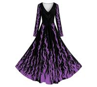 Robe décontractée à Manches Longues et col en V imprimée Halloween pour fem | Robe De Mariée Sirène Courte Poudré Temoin Fiancaille Maillot Carré Ethnique Rayée Couturiere Evasée Tango Trompette Kitch