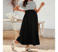 Robe décontractée de tous les jours pour femmes enceintes, en couleur unie, rayée ou patchwork L,M,S,XL,XS,XXL,XXS,XXXL,XXXXLRayéTissu tricoté