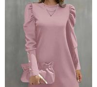 Robe décontractée élégante rose à col rond et manches gigot pour femmes, printemps/été L,M,S,XLTissu tricoté