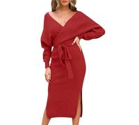 Robe décontractée pour femme avec col en V et dos creux pour le quotidien et les sorties. Parfait pour les saisons de printemps, d'automne et d'hiver. Lavable en machine et pour votre garde-robe., RD1