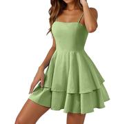 Robe décontractée sans manches avec décolleté dans le dos - Nœud papillon décoratif en forme de A décontractée pour une élégance estivale, vert, L