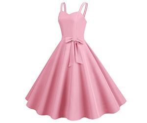 Robe décontractée sans manches pour femme des années 1950, robe de soirée, bal de fin d'année, robes pour femmes, rose, L