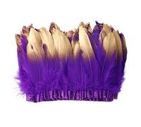 Robe décorative en plumes d'oie dorées, 10-15cm, ruban à pampilles, for décorer les accessoires de bricolage(PURPLE,10 yards)