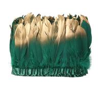 Robe décorative en plumes d'oie dorées, 10-15cm, ruban à pampilles, for décorer les accessoires de bricolage(Dark green,10 yards)