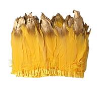 Robe décorative en plumes d'oie dorées, 10-15cm, ruban à pampilles, for décorer les accessoires de bricolage(Golden,10 yards)