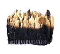 Robe décorative en plumes d'oie dorées, 10-15cm, ruban à pampilles, for décorer les accessoires de bricolage(Black,6 yards)