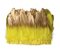 Robe décorative en plumes d'oie dorées, 10-15cm, ruban à pampilles, for décorer les accessoires de bricolage(Yellow,2 yards)