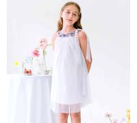 Robe demoiselle d'honneur à col fleuri alizee blanc violet fleuri 3/4A