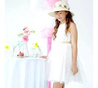 Robe demoiselle d'honneur avec noeud hepburn blanc paillettes dorées 7/8A