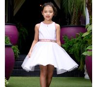 Robe demoiselle d'honneur fleurie et hepburn blanc rose 2/3A