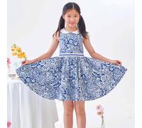 Robe Demoiselle D'honneur Fleurie Hepburn Blanc Bleu Marine 9/10A