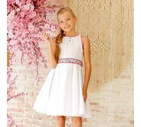 Robe Demoiselle D'honneur Fleurie Hepburn Blanc Rose 5/6A