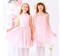 Robe demoiselle d'honneur poudrée hepburn rose paillettes argentées 13/14A