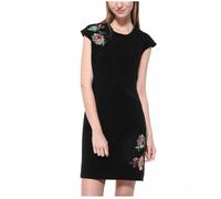 Robe - Desigual - Brendan - Noir - Broderie florale - Sans manches - Coupe droite 40