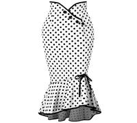 Robe d'été 2024 décontractée pour femme - Jupe moulante à volants - Jupe crayon rétro à pois - Jupe crayon - Jupe midi sexy - Robe d'anniversaire grande taille pour femme, blanc, XXXL
