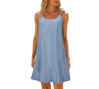 Robe d'été 2026 pour femme, robe de plage, couleur unie, sans manches, dos nu, mini caraco, bleu clair, L