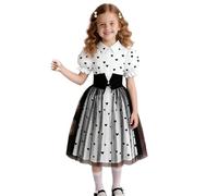 Robe d'été 2026 pour filles avec jupe en forme de cœur à manches flottantes pour les occasions festives décontractée longue robe de princesse noire, Noir , 3-4 ans