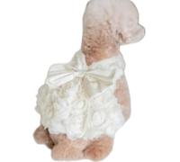 Robe d'été à fleurs pour chien avec nœud mignon - Jupe pour animal de compagnie - Accessoires pour animaux de compagnie - Blanc - Taille XS