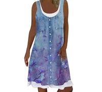 Robe d'été à Manches Courtes pour Femmes Longue Robe Blanche Col en V Ete Pas Cher Grande Taille Robe Rétro Maxi Robe Lâche Imprimé Florales Bohème Ete Mi-Longue Dress Cotton en Line Robe Boheme Chic