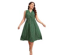 Robe d'été ample et décontractée pour femme, sans manches, grand ourlet, style coréen pour fête, rendez-vous, plage, vacances, imprimé floral pour femmes, grande taille, tendance, été, décontracté