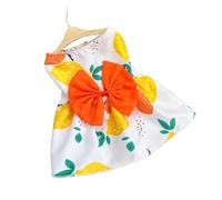 Robe d'été de princesse pour chien, chaton, jupe pour animal de compagnie, joli nœud imprimé en dentelle pour chiots de petite et moyenne taille, vêtements de caniche, chihuahua (orange, taille S)