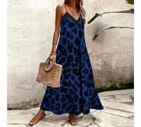 Robe d'été décontractée à imprimé léopard pour femme, robe sans bretelles à épaules dénudées