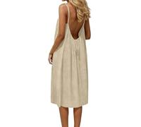 Robe d'été décontractée dos nu pour femme 2026 ample modeste décontractée robe de soleil printemps tendance rendez-vous nocturne vacances élégante église plage fluide mignon flatteur travail sortie
