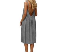 Robe d'été décontractée dos nu pour femme 2026 ample modeste décontractée robe de soleil printemps tendance rendez-vous nocturne vacances élégante église plage fluide mignon flatteur travail sortie