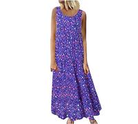 Robe d'été décontractée pour femme 2025 avec poches, sans manches, robe d'été pour la plage, violet, XL