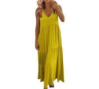 Robe d'été décontractée pour femme, bretelles spaghetti, col en V, robe d'été midi tropicale, taille haute, ourlet à volants, robe de plage fluide, respirante, coupe ample, vacances, usage quotidien