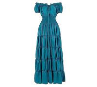 Robe d'été décontractée pour femme, couleur unie, épaules médiévales, jeu de rôle, robe longue doublée, robe d'invitée de mariage, vert menthe, M