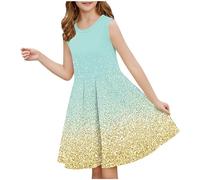 Robe d'été décontractée pour fille - Robe été unie à manches volantées - Robes trapèze plissée sur le devant - Mini robes de fête décontractée en coton confortable - Âge 3 à 14 ans