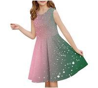 Robe d'été décontractée pour fille - Robe été unie à manches volantées - Robes trapèze plissée sur le devant - Mini robes de fête décontractée en coton confortable - Âge 3 à 14 ans