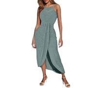 Robe d'été décontractée sans manches pour femme - Dos nu - Bretelles - Col à nouer - Fente latérale - Confortable - Respirante - Pour fête et tous les jours, bleu, S