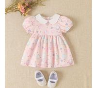 Robe d'été douce de bébé fille nouveau-né, imprimé de ballon à air chaud et d'éléphant, col blanc, manches courtes, pour bébé et tout-petit fille 2-25 mois 6-9M,0-1M,1-3M,3-6MAnimal,Cartoon,PlantesPol
