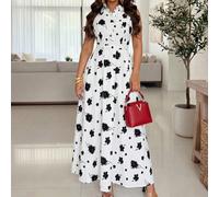 Robe d'été élégante pour femmes, nouvelle arrivée. Robe à ligne A sans manches en mousseline de soie blanche à fleurs. Convient pour le travail, les vacances, le thé de l'après-midi L,M,S,XLGéométriqu