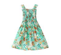 Robe d'été élégante pour fille - Robe trapèze - Col rond - Couleur unie - Robe de fête vintage, vert, 11-12 ans