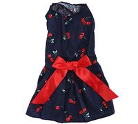 Robe d'été en Polyester pour Chien, Jupe sans Manches, vêtements Mignons avec nœud Papillon pour Fille, vêtements pour Animaux de Compagnie, Tenue à la Mode (XZD233 Cerise L)