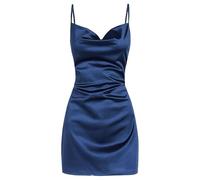 Robe d'été en Satin pour Femme, col en V, Bretelles Spaghetti, élégante, Sexy, Mini, Robe de soirée, de Cocktail Courte