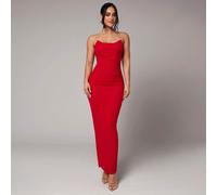 Robe d'été et de début de printemps rouge vif, sexy et romantique pour la Saint-Valentin et les sorties. Robe avec buste plissé, parfaite pour les fêtes, les enterrements de vie de jeune fille, les ba